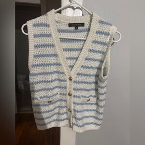 Striped Knit Vest with Button Details